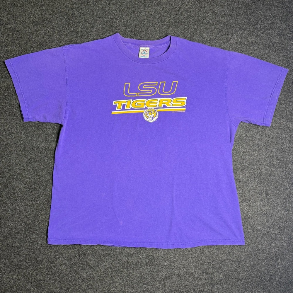 Delta LSU Tigers T-Shirt Mens XL Purple Vintage NCAA Graphic Tee Red Oak